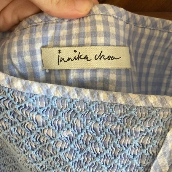 Innika Choo Farm Smock - Baby Blue Gingham, OS, EUC - Picture 7 of 8